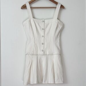 NWT Daily Practice Anthropologie S White Button-Front Pleated Tennis Dress